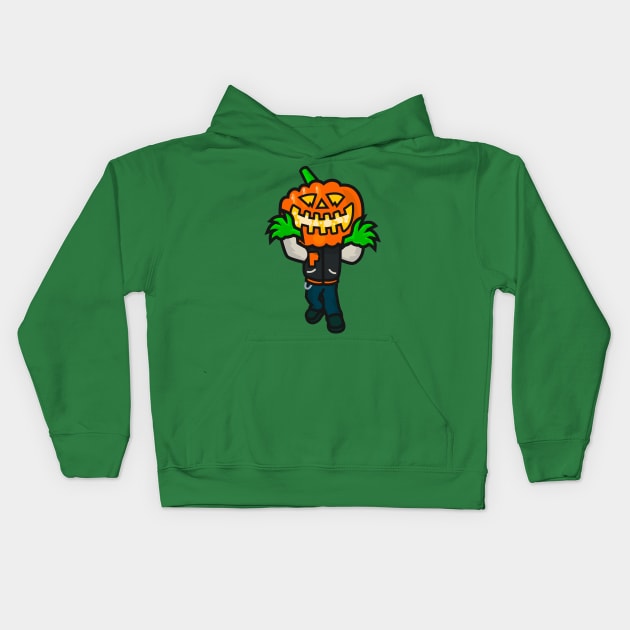 Varsity Pumpkin Creepin Kids Hoodie by DangerHuskie